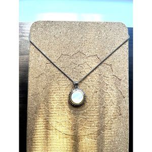 Antique silver necklace with Mother of Pearl Dome pendant